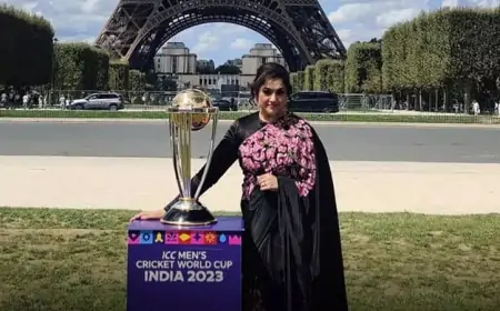 கிரிக்கெட் உலககோப்பையுடன் மீனா.. அடேங்கப்பா!
