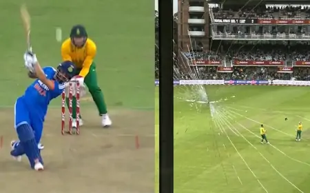 செய்தியாளர் அறை கண்ணாடியை பதம் பார்த்த ரிங்கு சிங்கின் சிக்ஸர்!