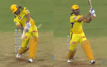 101 மீட்டருக்கு சிக்ஸரை பறக்கவிட்ட தோனி... இமாலய சிக்ஸர்!