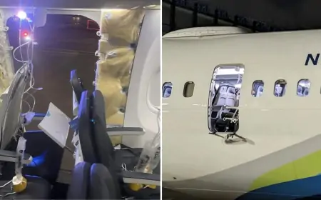 நடுவானில் திடீரென உடைந்து விழுந்த விமான கதவு