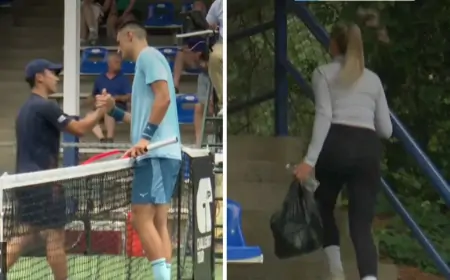 காதலியுடன் ஏற்பட்ட சண்டை - போட்டியின் போது பாதியில் வெளியேறிய டென்னிஸ் வீரர்