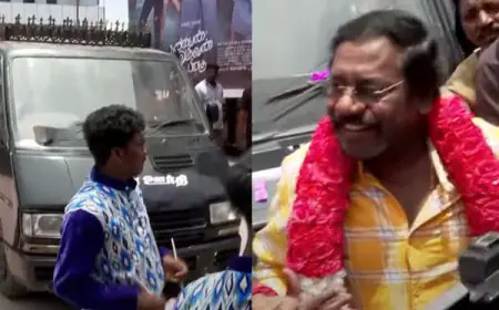 திரையரங்கிற்கு அமரர் ஊர்தியில் வந்த நடிகர் கருணாஸ்