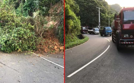 பெரகல - வெல்லவாய வீதியில் மண்மேடு சரிந்து வீழ்ந்துள்ளது