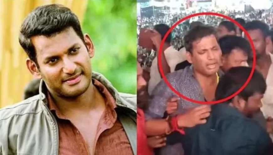 அழகிப் போட்டி நிகழ்ச்சி மேடையில் மயங்கி விழுந்த விஷால்