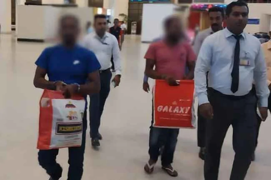 இந்தியாவில் இருந்து நாடு கடத்தப்பட்ட மூன்று பேர் விமான நிலையத்தில் கைது