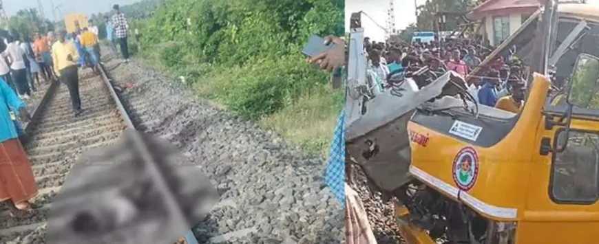பாடசாலை வேன் மீது ரயில் மோதி கோர விபத்து இருவர் உயிரிழப்பு!