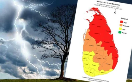 நாட்டின் பல பகுதிகளுக்கு விடுக்கப்பட்டுள்ள கடுமையான மின்னல் எச்சரிக்கை