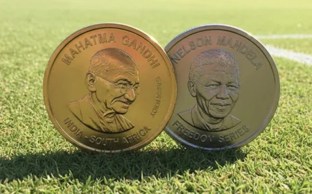 இந்தியா - தென்னாப்பிரிக்கா டெஸ்டில் காந்தி-மண்டேலா உருவம் பொறித்த தங்க நாணயம் அறிமுகம்!