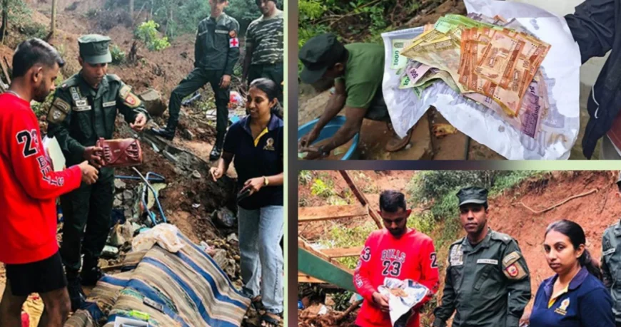 நிலச்சரிவில் இருந்து இராணுவத்தினரால் மீட்கப்பட்ட பணமும் தங்கமும் உரிமையாளரிடம் ஒப்படைப்பு