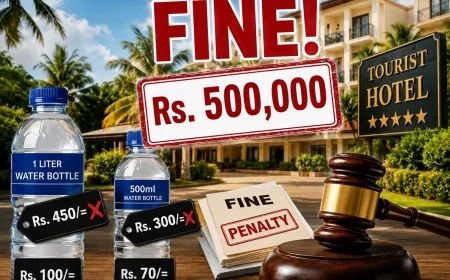 போத்தலில் அடைக்கப்பட்ட குடிநீரை அதிக விலைக்கு விற்ற சுற்றுலா ஹோட்டல்களுக்கு ரூ.10 இலட்சம் அபராதம்!