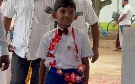 தரம் 5 புலமைப்பரிசில் பரீட்சையில் முதலிடம் பெற்ற தனோஜ் தீக்ஷணவுக்கு பாராட்டு